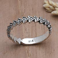 Sterling silver band ring, 'Guiding Path' - Arrow Motif Sterling Band Ring