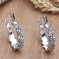 Sterling silver hoop earrings, 'Step by Step' - Artisan Crafted Sterling Silver Hoop Earrings