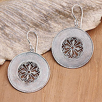 Sterling silver dangle earrings, 'Spin a Story' - Hand Crafted Sterling Silver Dangle Earrings