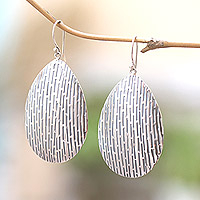 Sterling silver dangle earrings, 'Deluge' - Handcrafted Sterling Silver Dangle Earrings