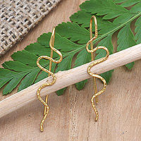Gold-plated drop earrings, 'Beautiful Movement' - 18k Gold-plated Hand-crafted Drop Earrings from Indonesia