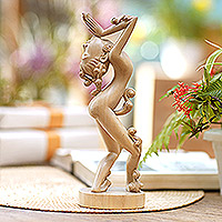 Wood sculpture, 'Surya Namaskara' - Artisan Crafted Yoga Sculpture