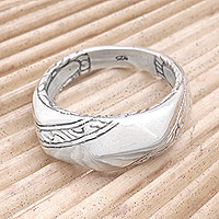 Men's sterling silver band ring, 'Balinese Look' - Balinese Men's Sterling Silver Band Ring