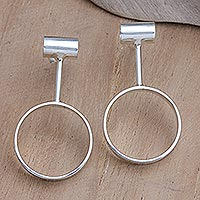 Sterling silver drop earrings, 'Feminine Shapes' - Modern Sterling Silver Drop Earrings in a High Polish Finish