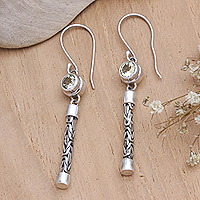 Citrine dangle earrings, 'Optimistic Journey' - Faceted Citrine Sterling Silver Dangle Earrings from Bali