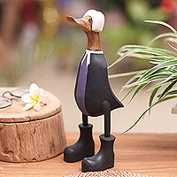 Wood sculpture, 'Judge Duck' - Handcrafted Wood Sculpture of Honorable Judge Duck