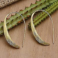 Gold-plated drop earrings, 'Growing Grass' - 18k Gold-Plated Modern Drop Earrings Crafted in Bali