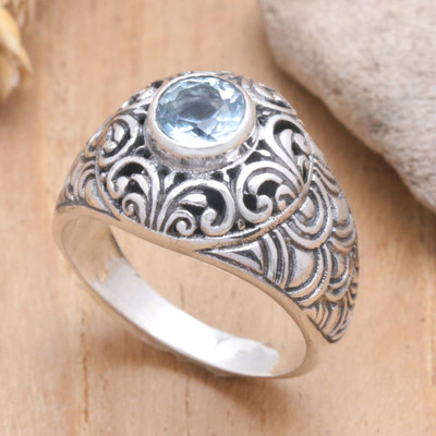 Blue topaz cocktail ring, Blue Scales