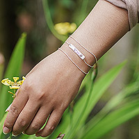 Garnet wrap pendant bracelet, 'Cool and Red' - Inspirational Wrap Pendant Bracelet with Natural Garnet Gem