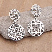 Sterling silver dangle earrings, 'Radiant Nets' - Sterling Silver Dangle Earrings in a High Polish Finish