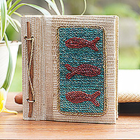 Natural fiber journal, 'Swerving Fish' - Hand-Crafted Eco-Friendly Natural Fiber Fish-Themed Journal