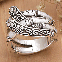 Sterling silver cocktail ring, 'Ocean Roots' - Balinese Traditional Cocktail Ring Made from Sterling Silver