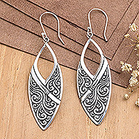 Sterling silver dangle earrings, 'Island Sunrise' - Traditional Sterling Silver Dangle Earrings from Bali