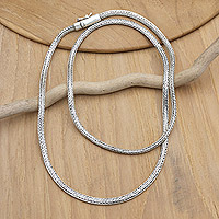 Men's sterling silver chain necklace, 'Gallant Force' - Men's Sterling Silver Necklace with Polished Naga Chain