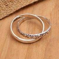 Sterling silver band ring, 'Bubbly Union' - Polished Sterling Silver Band Ring Crafted in Bali