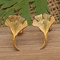 Gold-plated drop earrings, 'Golden Calla Lilies' - 18k Gold-Plated Drop Earrings with Calla Lily Details
