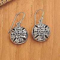 Sterling silver dangle earrings, 'Stringing Memories' - Sterling Silver Dangle Earrings with Leaf Motif from Bali