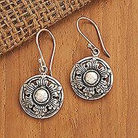 Sterling silver dangle earrings, 'Blossoming Spirit' - Sterling Silver Dangle Earrings with Floral Motif from Bali