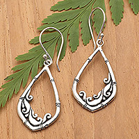 Sterling silver dangle earrings, 'Majestic Bamboo' - Bamboo-Themed Traditional Sterling Silver Dangle Earrings