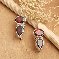 Garnet drop earrings, 'My Perseverance' - 4-Carat Natural Garnet Drop Earrings in a High Polish Finish