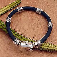 Men's sterling silver beaded bracelet, 'Fashion Vibes' - Balinese Bohemian Sterling Silver Men's Beaded Bracelet