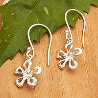 Sterling silver dangle earrings, 'Ethereal Blossom' - High-Polished Floral Sterling Silver Dangle Earrings