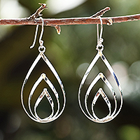 Sterling silver dangle earrings, 'Magical Core' - Drop-Shaped Polished Sterling Silver Dangle Earrings