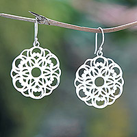 Sterling silver dangle earrings, 'Heavenly Bouquet' - Floral Sterling Silver Dangle Earrings in a Polished Finish