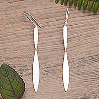 Sterling silver dangle earrings, 'Sparkling Sword' - Brushed-Satin-Finished Sterling Silver Dangle Earrings