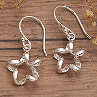 Sterling silver dangle earrings, 'Ribbon Stars' - High Polished Star-Shaped Sterling Silver Dangle Earrings