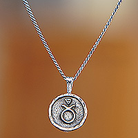 Sterling silver pendant necklace, 'Taurus Charm' - Sterling Silver Necklace with Taurus Zodiac Sign Pendant