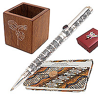 Curated gift set, 'Writer's Passion' - Curated Gift Set for Writing with Pen Journal and Holder
