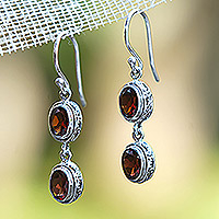 Garnet dangle earrings, 'Faith of Love' - Sterling Silver Dangle Earrings with Natural Garnet Stones