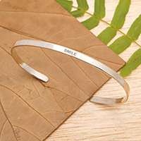 Sterling silver cuff bracelet, 'Your Smile' - Polished Minimalist Sterling Silver Smile Cuff Bracelet