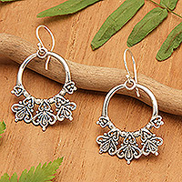 Sterling silver dangle earrings, 'Balinese Style' - Sterling Silver Dangle Earrings with Combination Finish