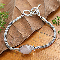 Beryl pendant bracelet, 'Cheerful Soul' - Balinese Sterling Silver and Beryl Pendant Bracelet