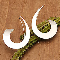 Sterling silver drop earrings, 'Future Flames' - High-Polished Flame-Shaped Sterling Silver Drop Earrings