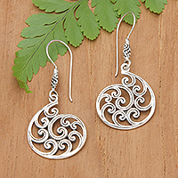 Sterling silver dangle earrings, 'Paradisial Snail' - Classic Snail-Shaped Sterling Silver Dangle Earrings