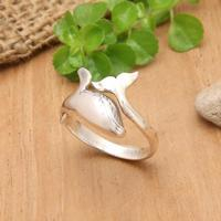 Sterling silver wrap ring, 'Spirit Whale' - Polished Whale-Shaped Sterling Silver Wrap Ring from Bali