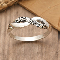 Sterling silver band ring, 'Forever & Ever' - Classic Polished and Oxidized Sterling Silver Band Ring