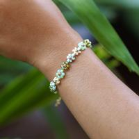 Gold-accented crystal beaded bracelet, 'Lagoon Petals' - 18k Gold-Accented Crystal Beaded Bracelet in Green and Aqua