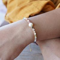 Gold-accented tourmaline and cultured pearl bracelet, 'Ocean Rainbow' - Natural Tourmaline and White Cultured Pearl Beaded Bracelet