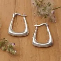 Sterling silver hoop earrings, 'Shine Appeal' - Classic Sterling Silver Hoop Earrings with Polished Finish