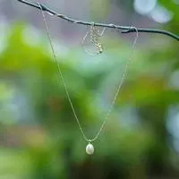 Gold-plated cultured pearl pendant necklace, 'Golden Siren' - 18k Gold-Plated Pendant Necklace with a Peach Cultured Pearl