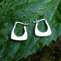 Sterling silver hoop earrings, 'Geometric Radiance' - Trapezoid-Shaped Geometric-Themed Silver Hoop Earrings