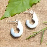 Sterling silver half-hoop earrings, 'Hooked Finesse' - Hook-Shaped Sterling Silver Half-Hoop Earrings Made in Bali