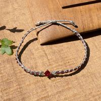 Gold-accented garnet pendant bracelet, 'Feel Romantic' - Handcrafted Gold-Accented Natural Garnet Pendant Bracelet