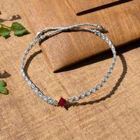 Gold-accented aquamarine pendant bracelet, 'Feel Peace' - 18k Gold-Accented Aquamarine Bracelet with Red Stone Pendant