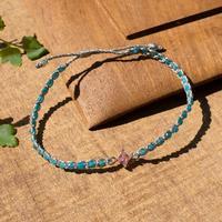 Gold-accented apatite pendant bracelet, 'Ocean Sweet' - Balinese-Crafted Apatite and Pink Beaded Pendant Bracelet