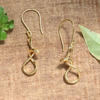Gold-plated dangle earrings, 'Figure-Eight Snake' - Snake Figure-Eight-Themed Gold-Plated Brass Dangle Earrings